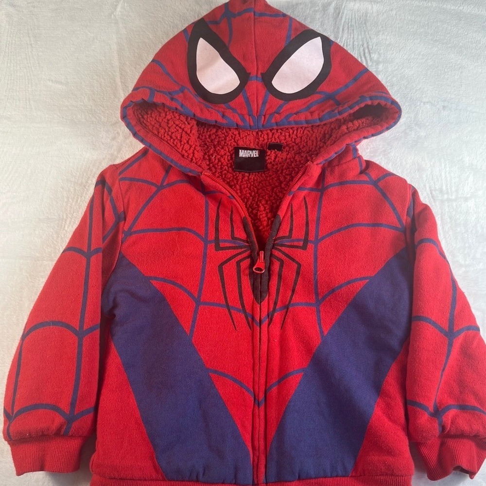 Marvel Web-Slinger Sherpa Hoodie | Cozy Red & Blue Spider-Man Zip-Up Jacket S4